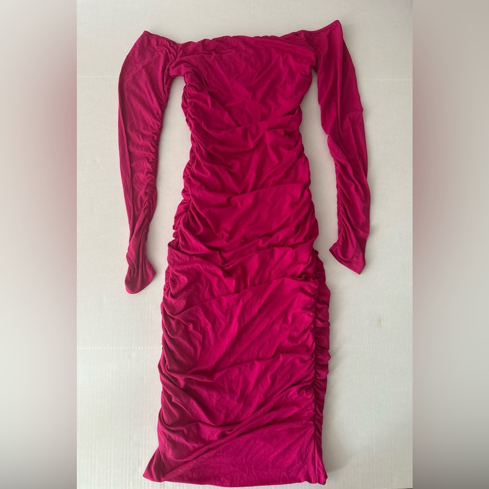 Endless Rose Pink Ruched Asymmetrical Bodycon Dress